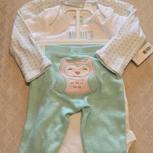 Carter's Mint and White Owl Baby Set